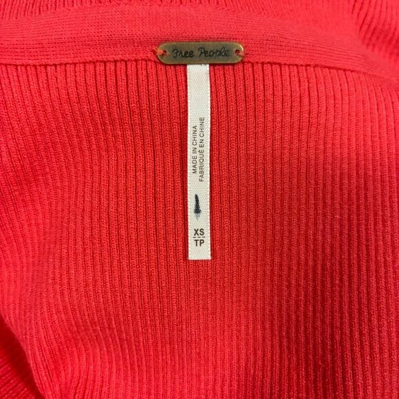 Free People Womens Coral Pink Ribbed Open-Front Blazer Cardigan Size XS - Picture 7 of 9